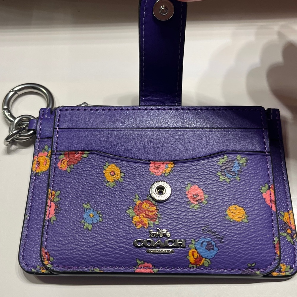 NWOT Coach Violet Floral Card Case - Picture 3 of 5